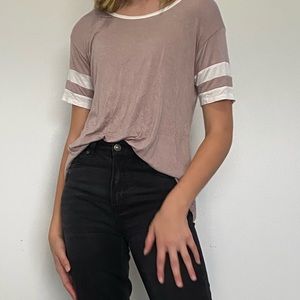 Tan And White Tee - Medium